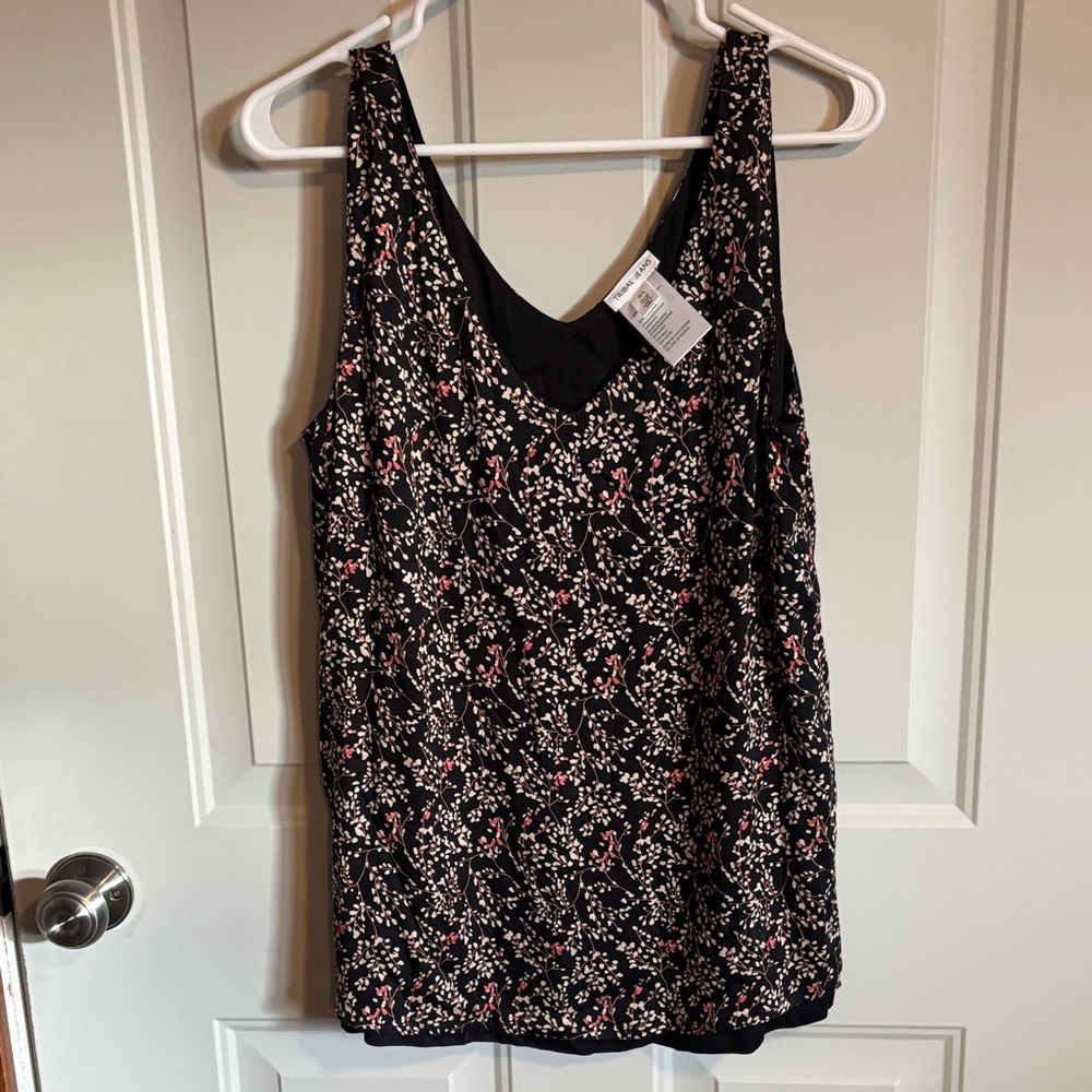 Tribal reversible Floral Black and Pink Women's tank Top